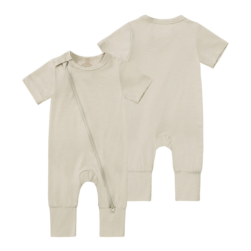 Shirt Zipper Romper in Gray