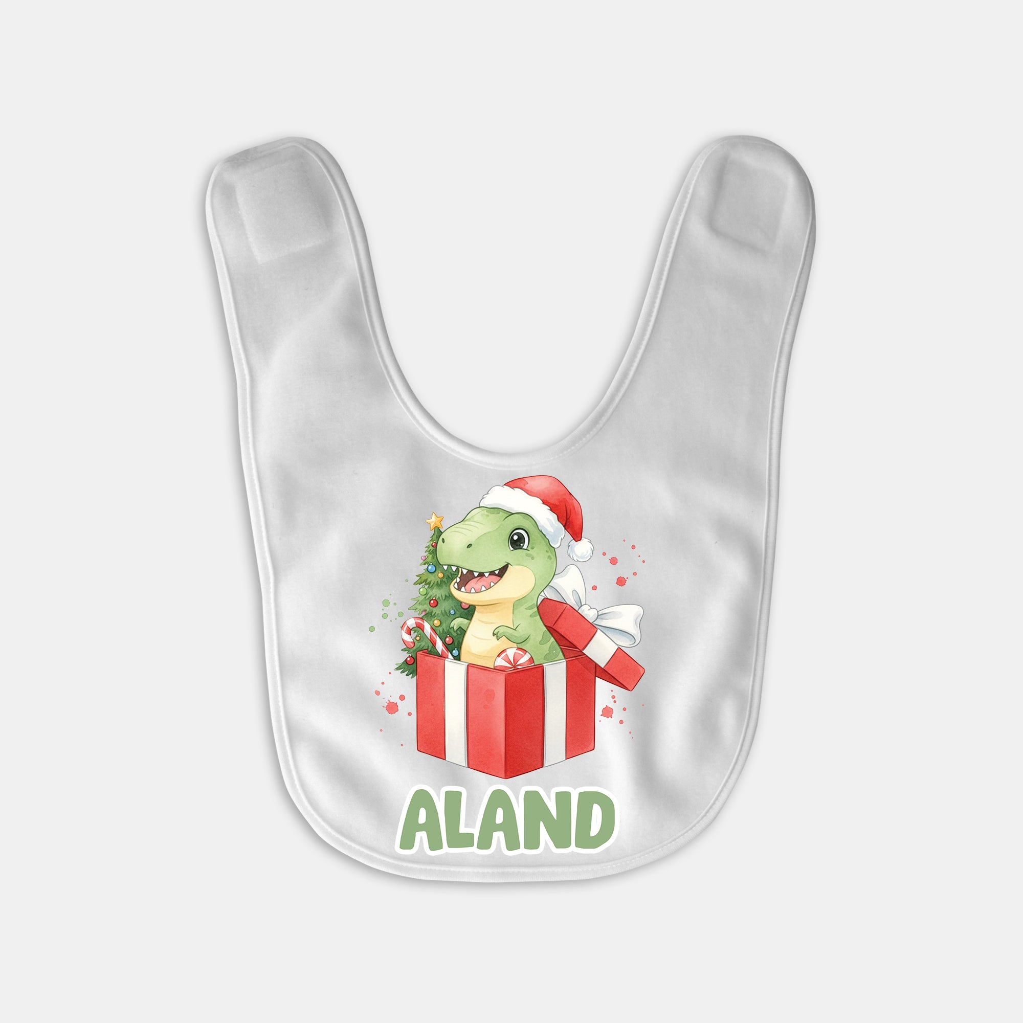 Dinosaur's Christmas Personalized Bib