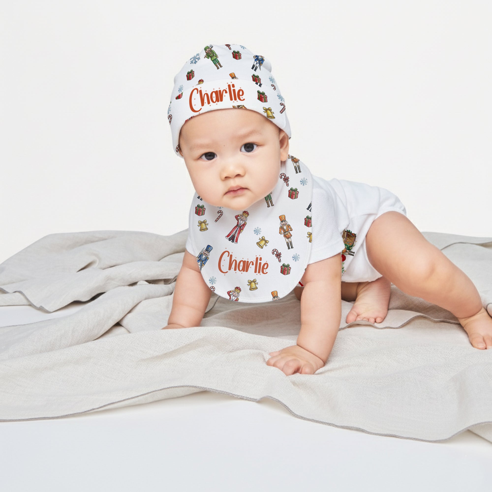 Personalized Bib and Burp Cloth Set in Nutcracker
