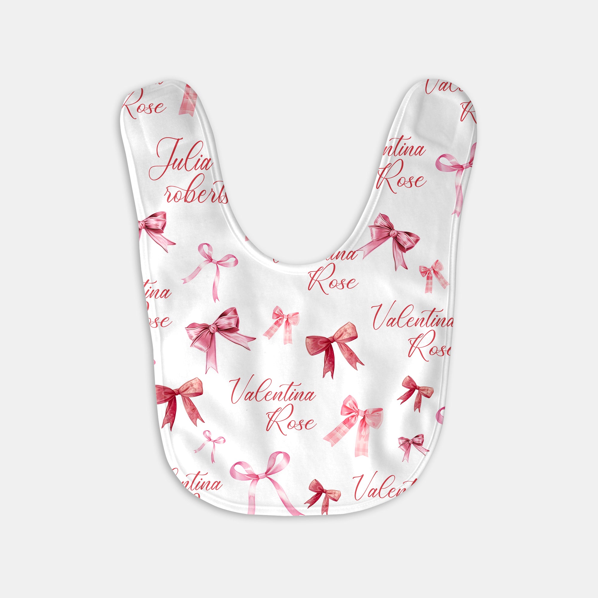 Personalized Bib and Burp Cloth Set in White Coquette Bow