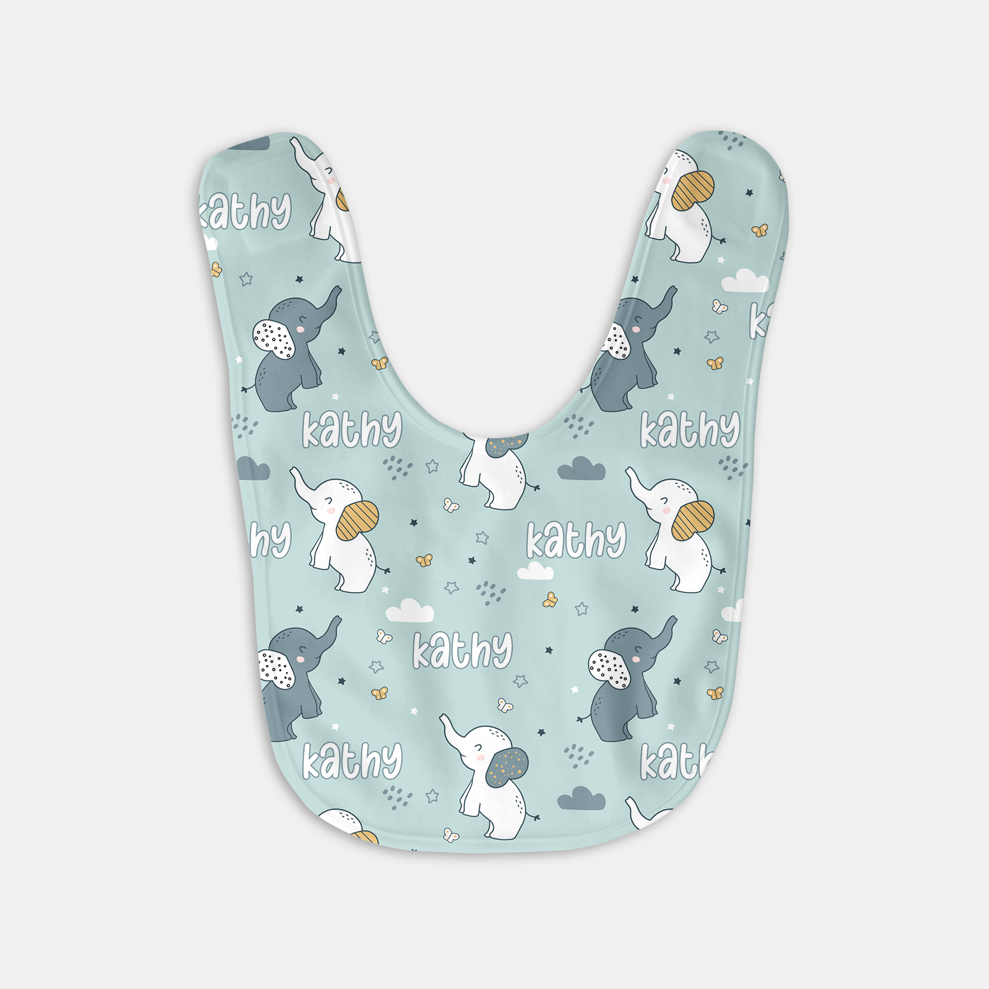 Personalized Bib and Burp Cloth Set in Elephant