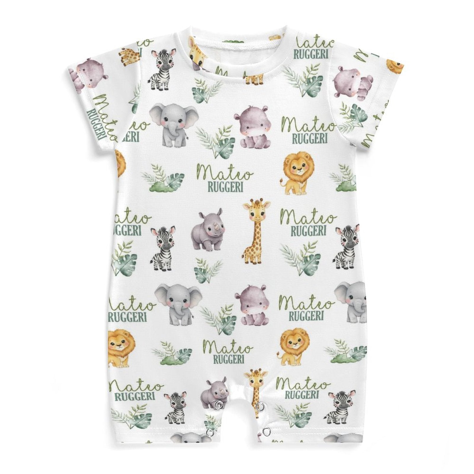 Personalized Bodysuit Romper in Safari Animal