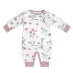 Personalized Long-sleeved Snap Romper in Pretty Wildflower