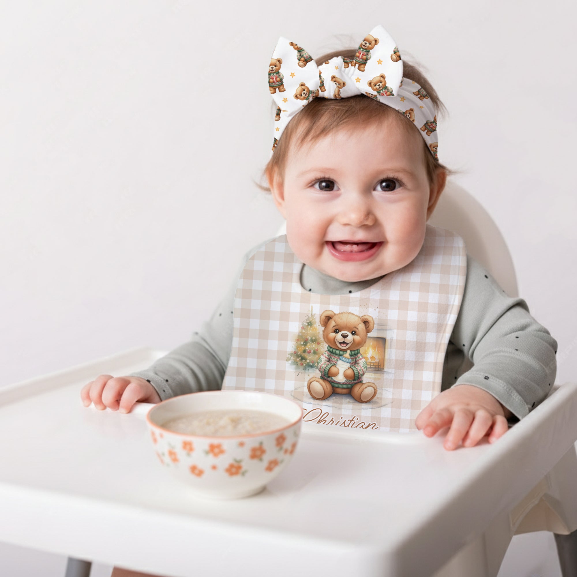 Personalized Bib in Cozy Bear