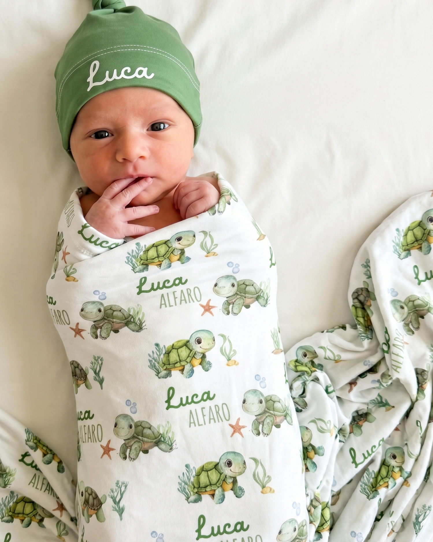 Personalized Swaddle in Sea Turtle