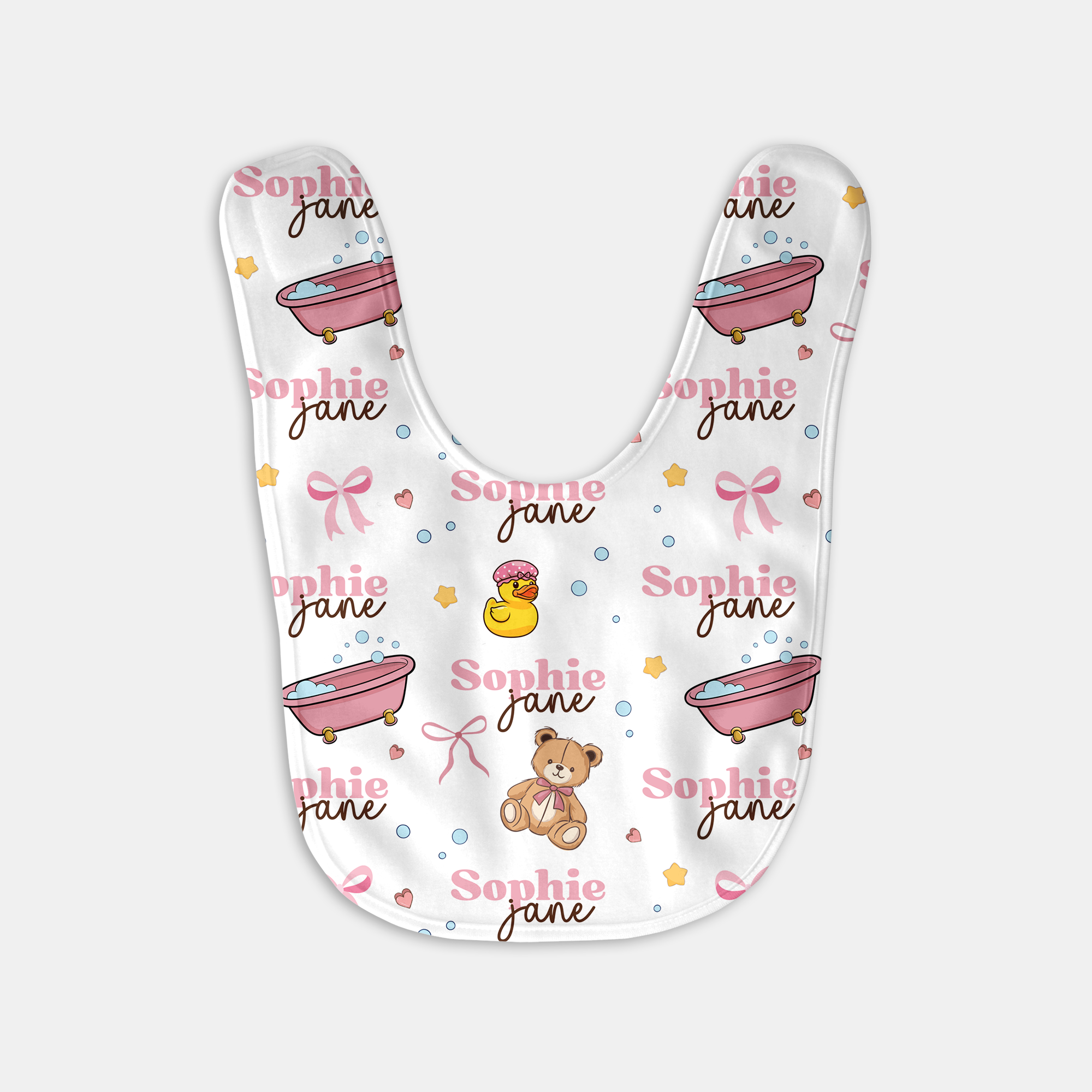 Personalized Bib and Burp Cloth Set in Bathtime Besties