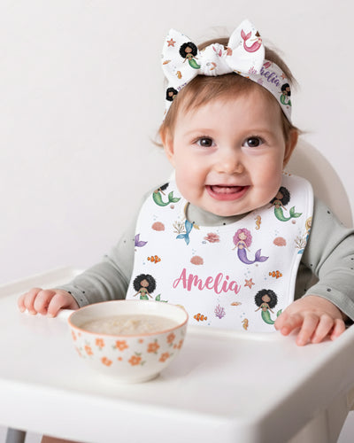 Personalized Bib and Burp Cloth Set in Little Mermaid