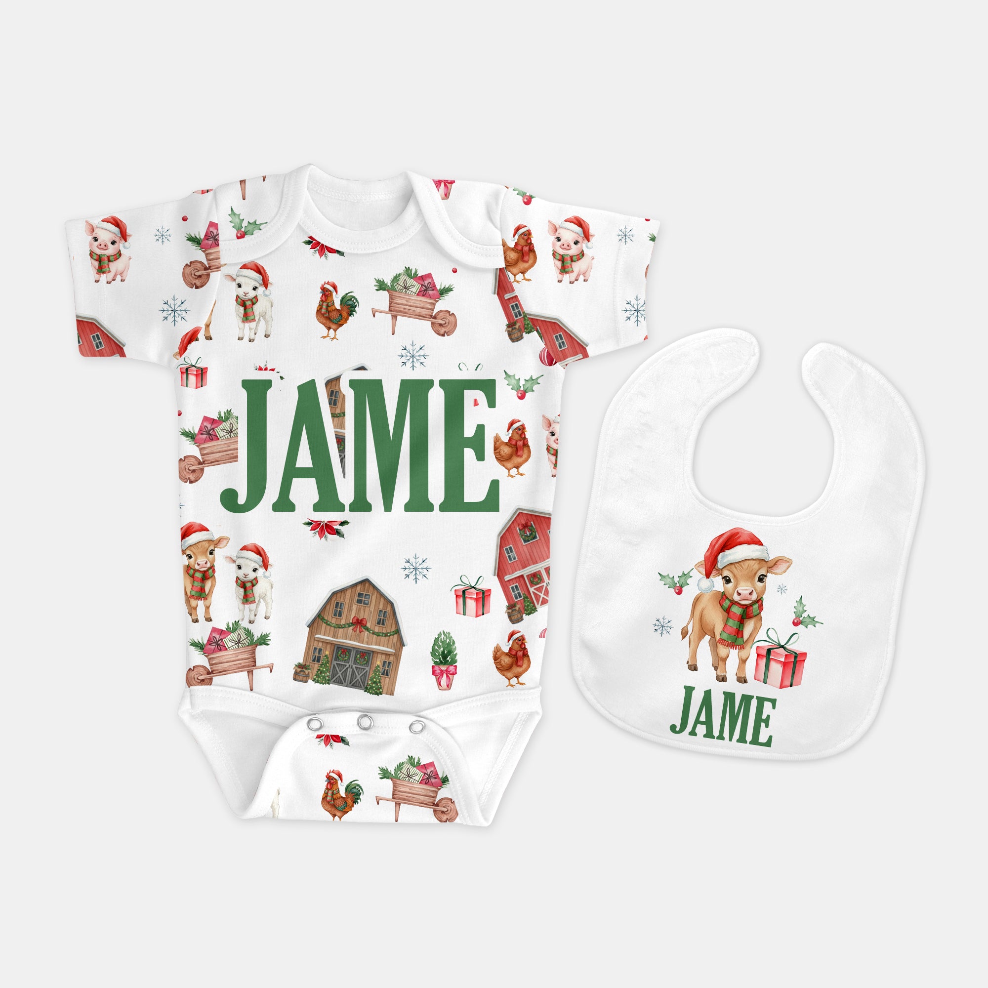 Personalized Bib in Xmas Farm