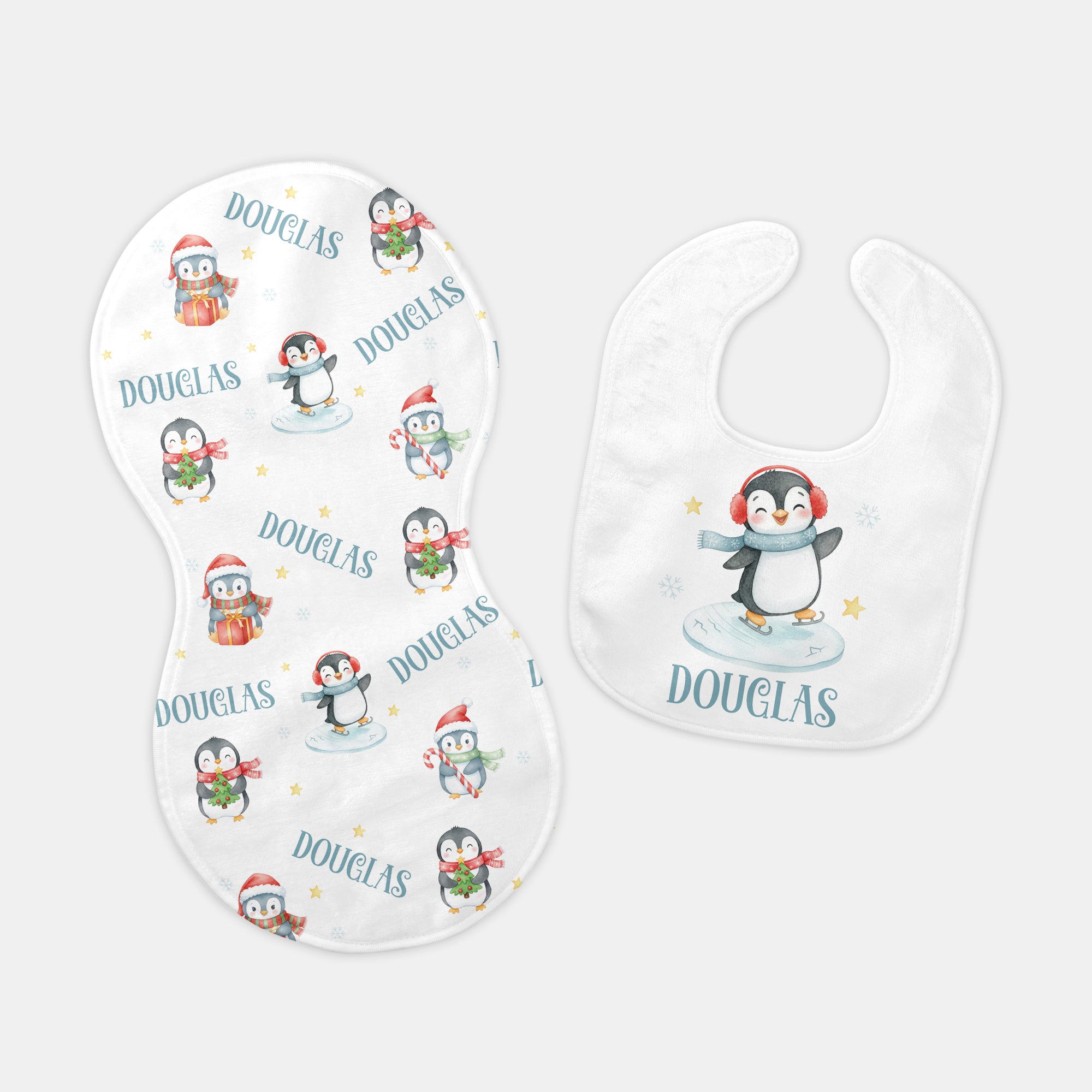 Personalized Bib in Snow Penguin