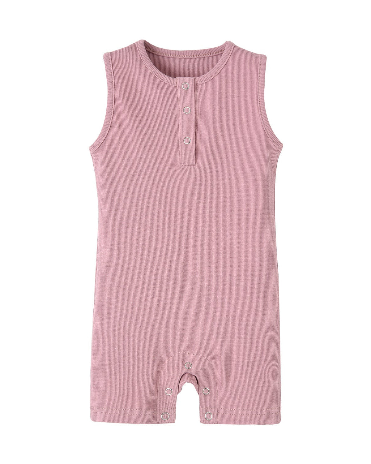 Sleeveless Snap Romper in Pink