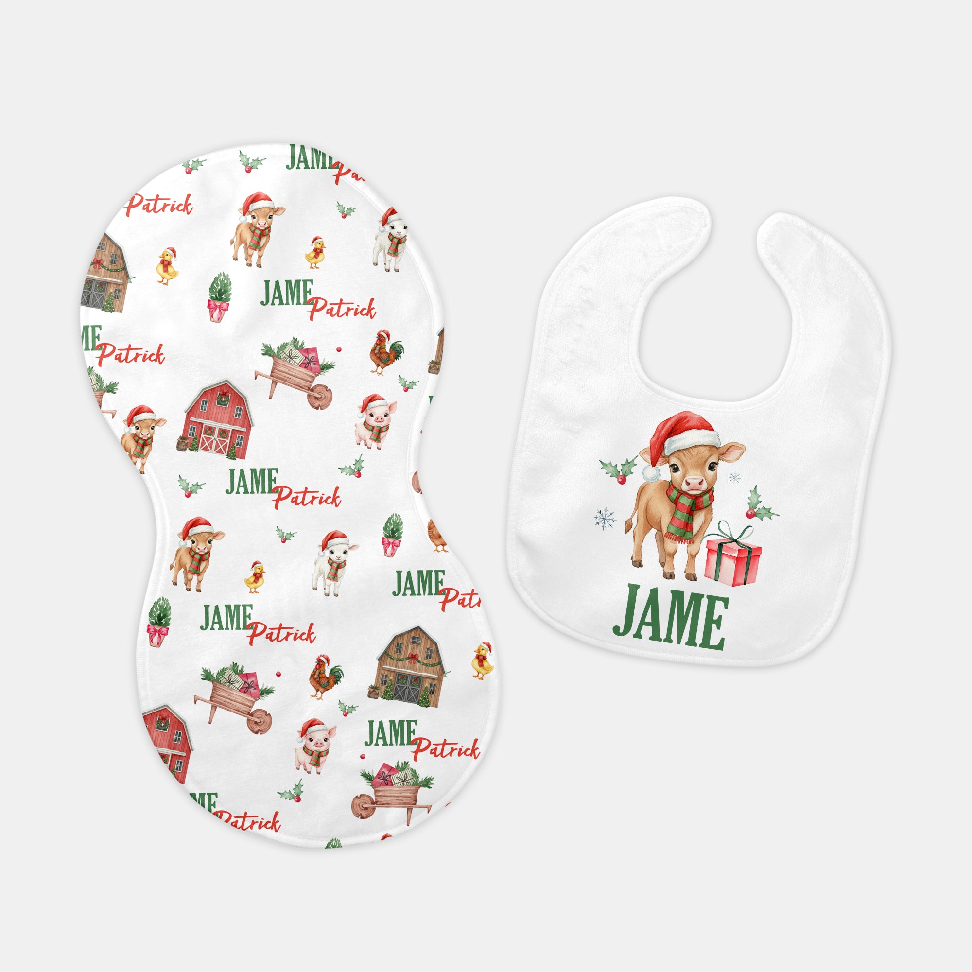 Personalized Bib in Xmas Farm