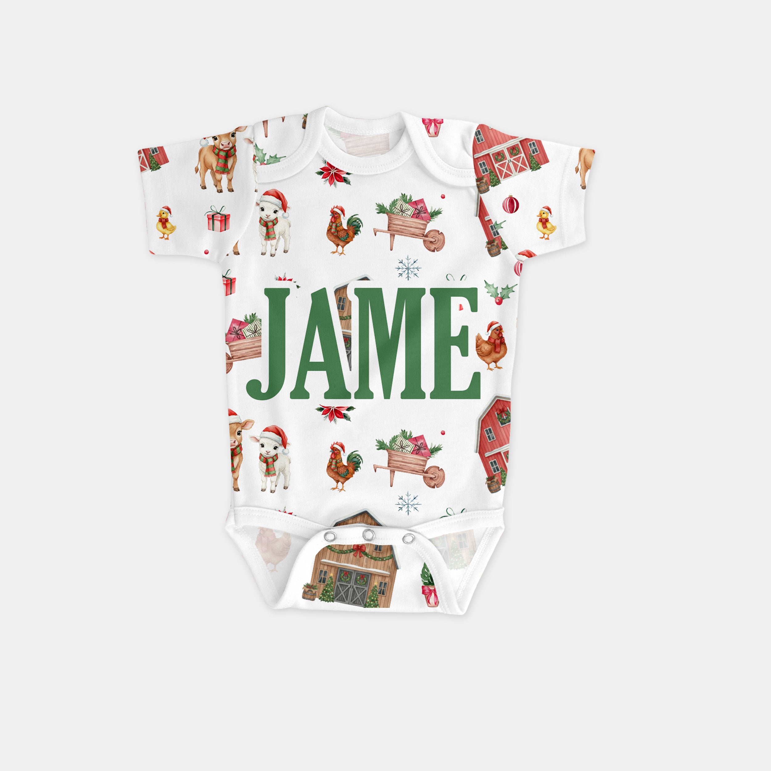 Xmas Farm Personalized Graphic Bodysuit