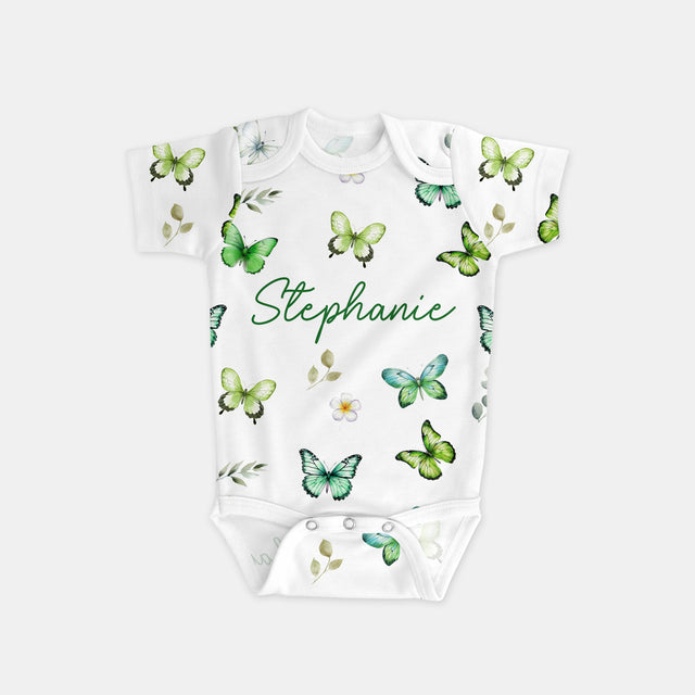 Personalized Bodysuit in Green Butterfly