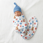 Personalized Swaddle in Blue Sweet Heart
