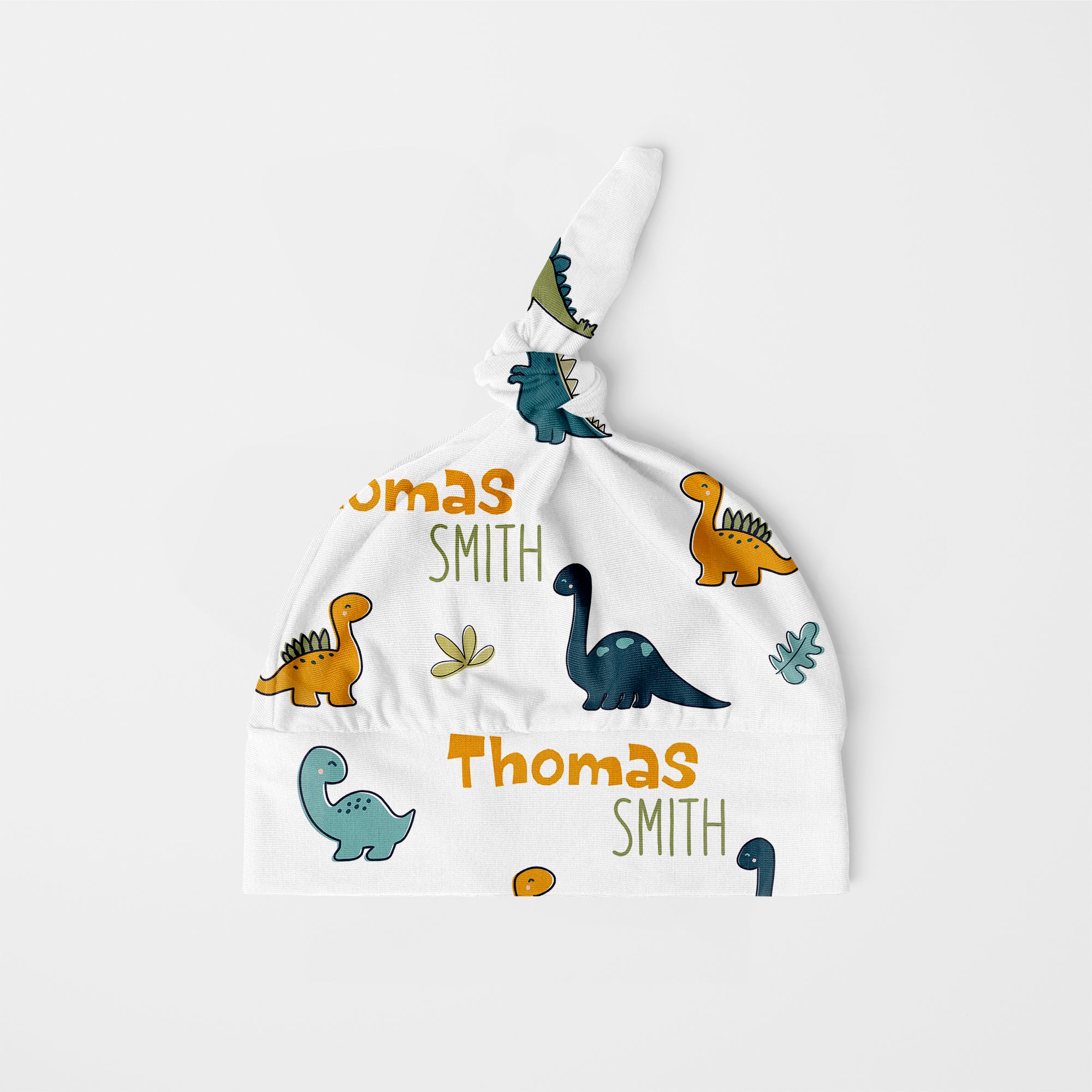 Personalized Knotted Hat in Mini Dinosaur