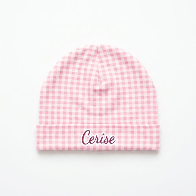Personalized Beanie in Cherry Blossom Gingham