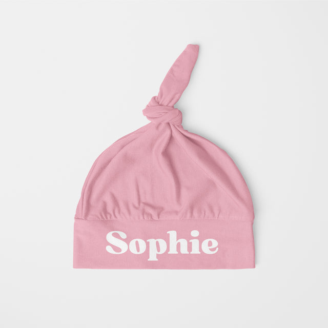 Personalized Knotted Hat in Rose Petal