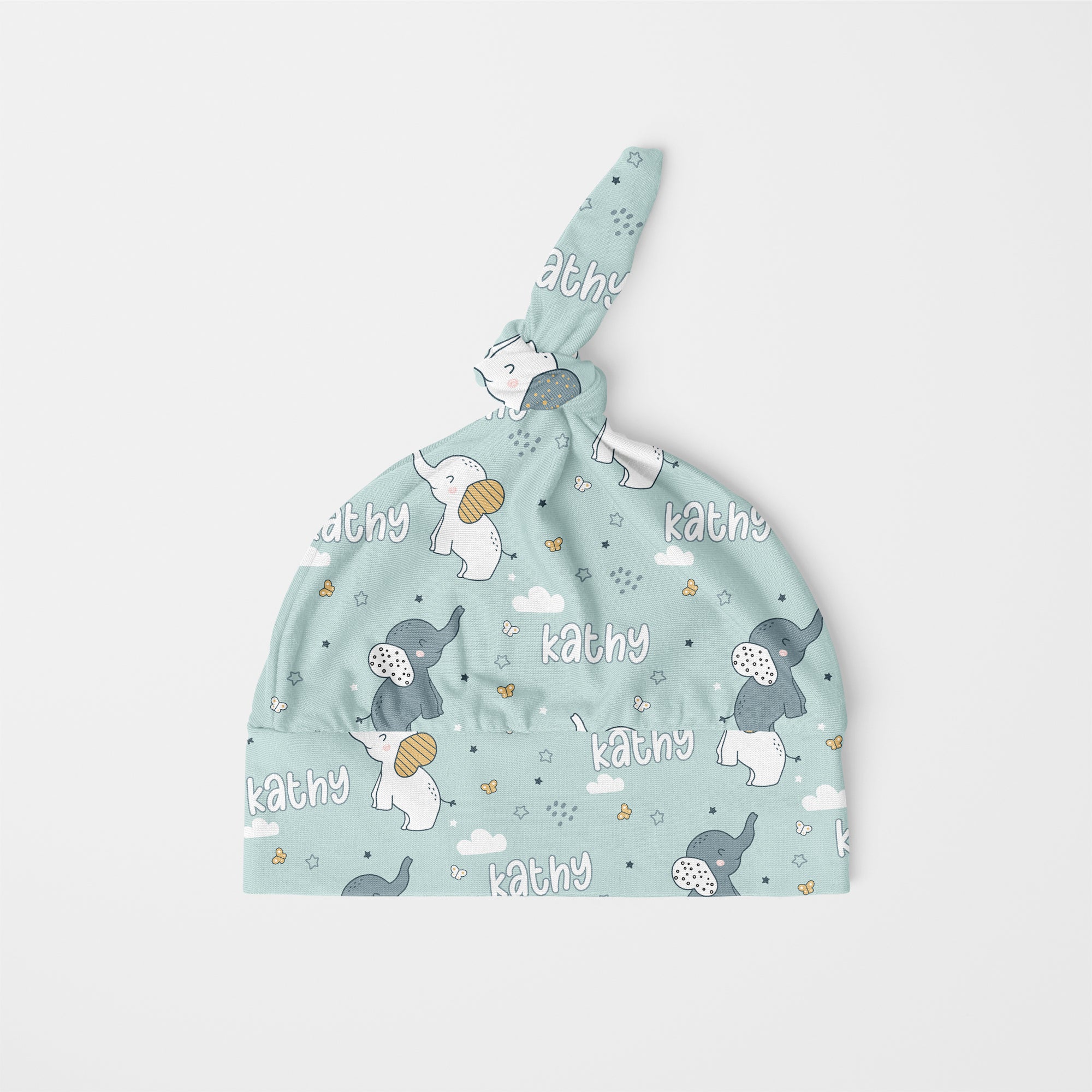 Personalized Knotted Hat in Elephant