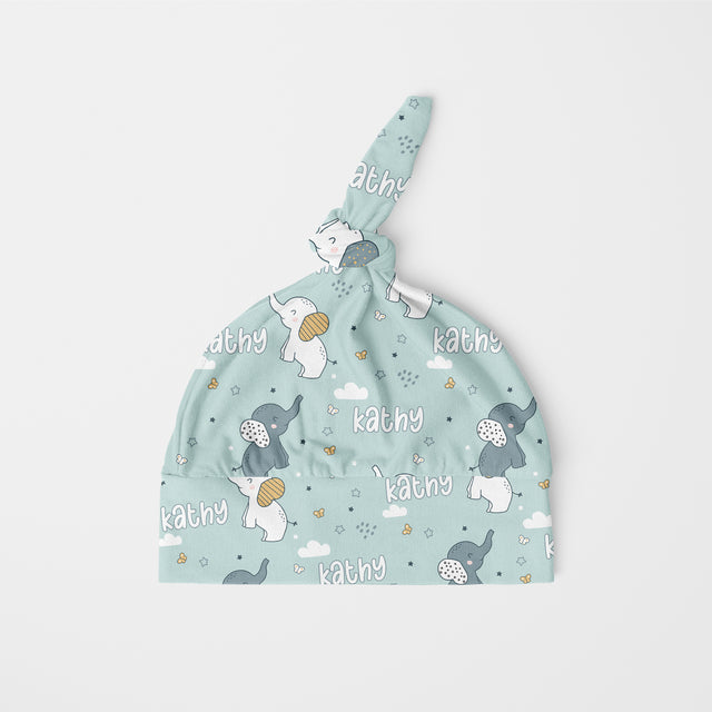 Personalized Knotted Hat in Elephant