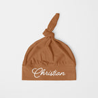 Personalized Knotted Hat in Warm Brown