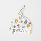 Personalized Knotted Hat in Safari Animal