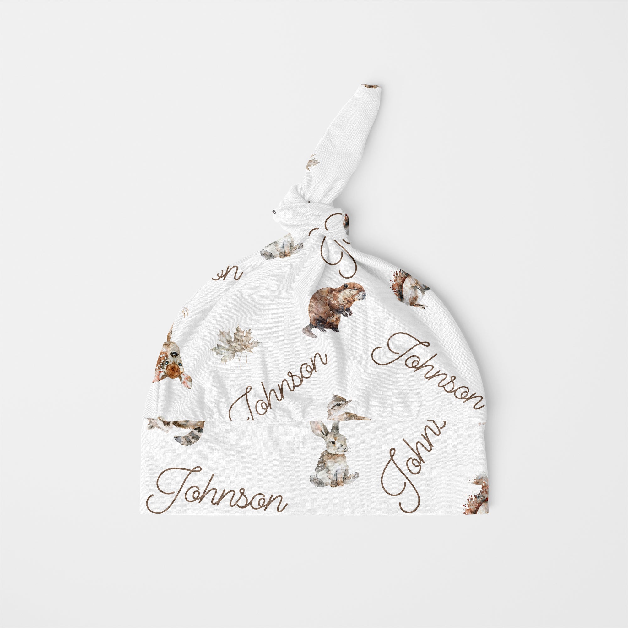 Woodland Animals Personalized Knotted Hat