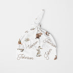 Personalized Knotted Hat in Woodland Animals