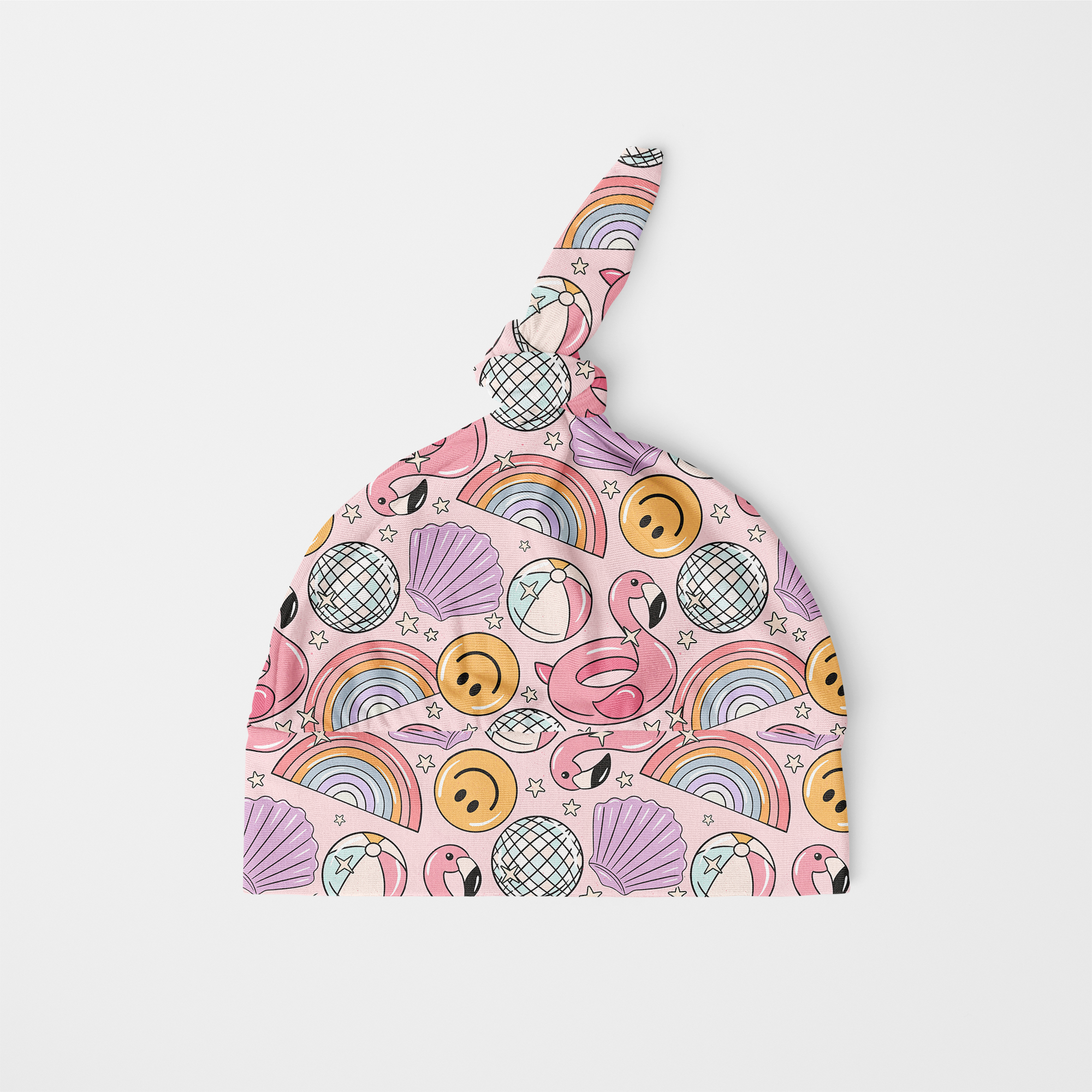 Flamingo Pool Personalized Knotted Hat