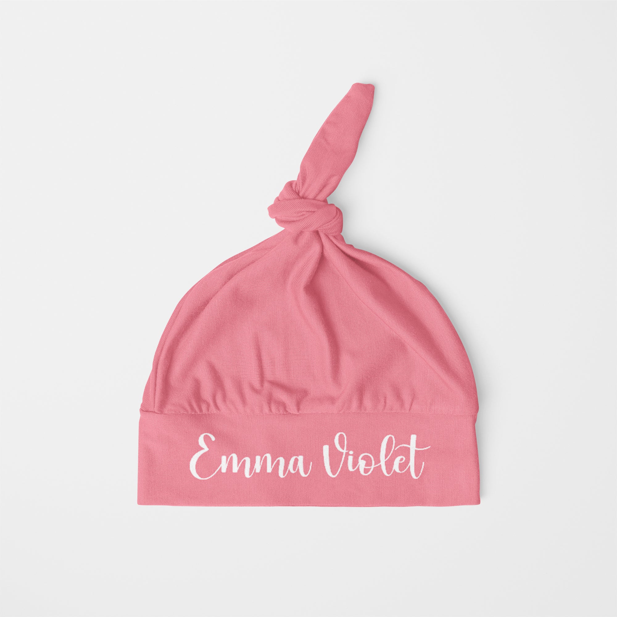Personalized Knotted Hat in Rose Pink