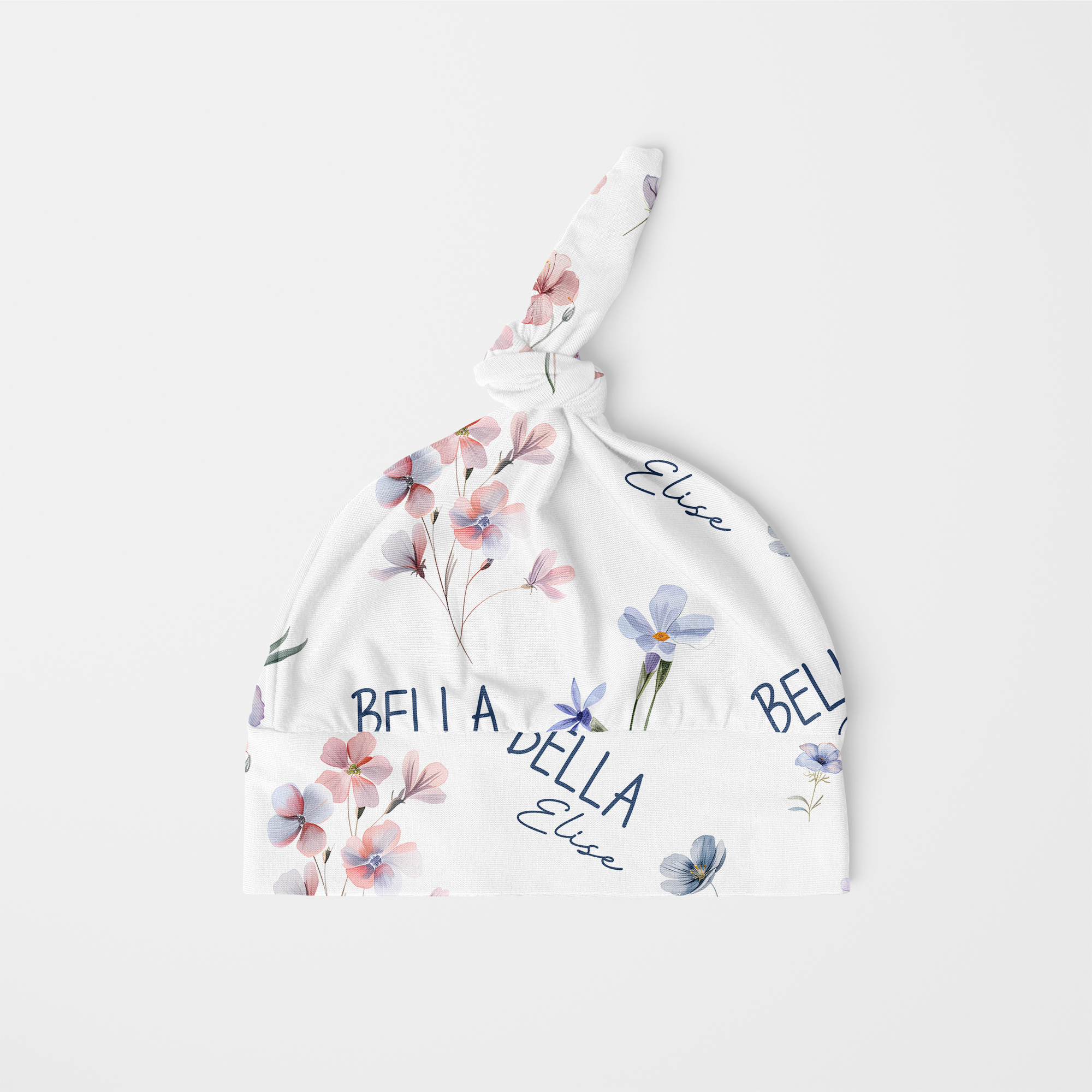 Personalized Knotted Hat in Pretty Wildflower