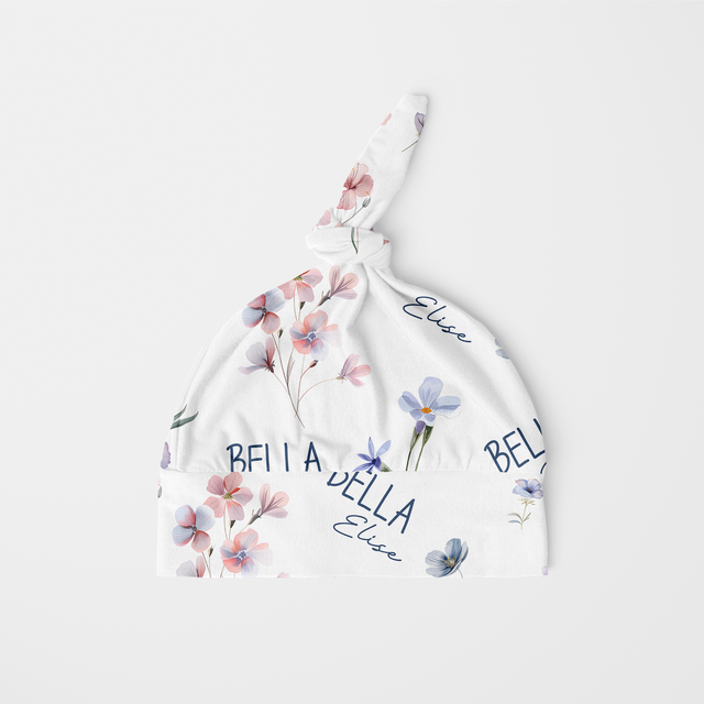 Personalized Knotted Hat in Pretty Wildflower