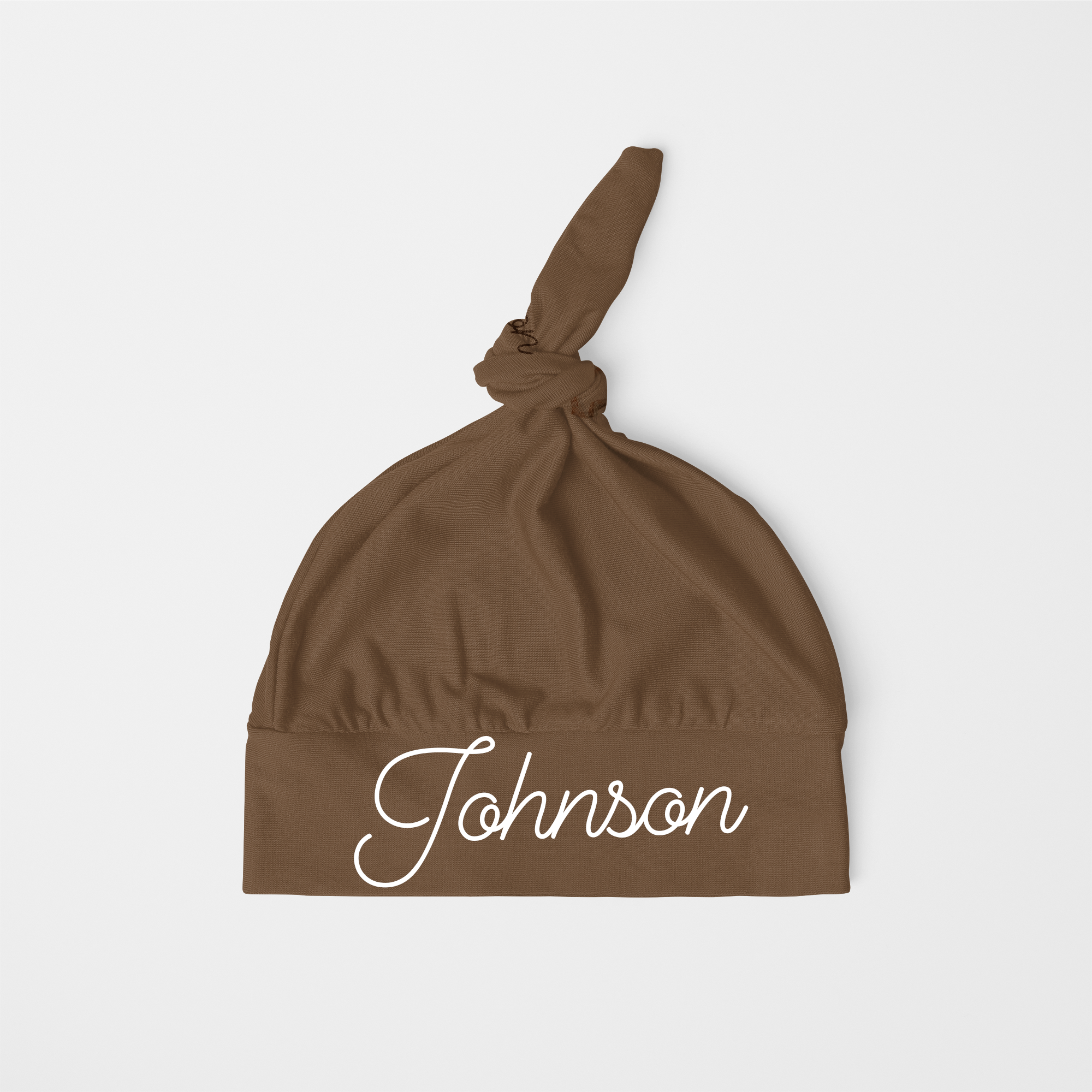Personalized Knotted Hat in Brown