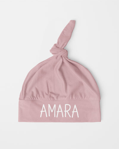 Personalized Knotted Hat in Muted Pink
