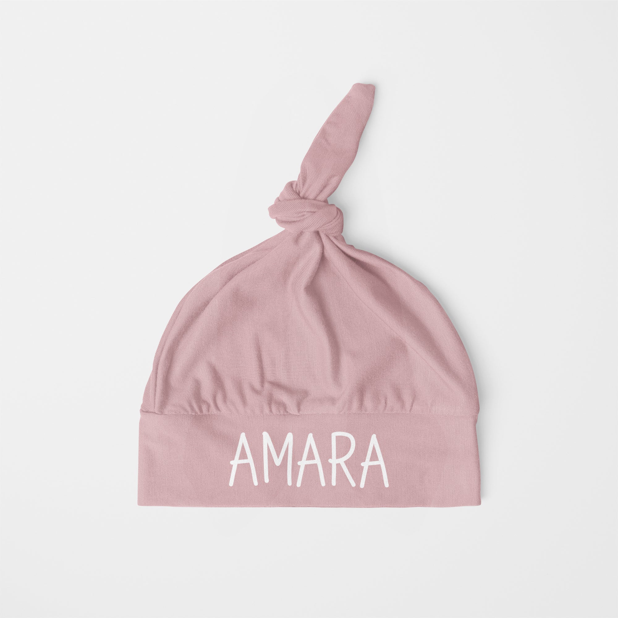 Personalized Knotted Hat in Muted Pink