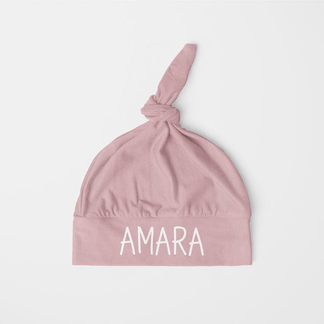 Personalized Knotted Hat in Muted Pink