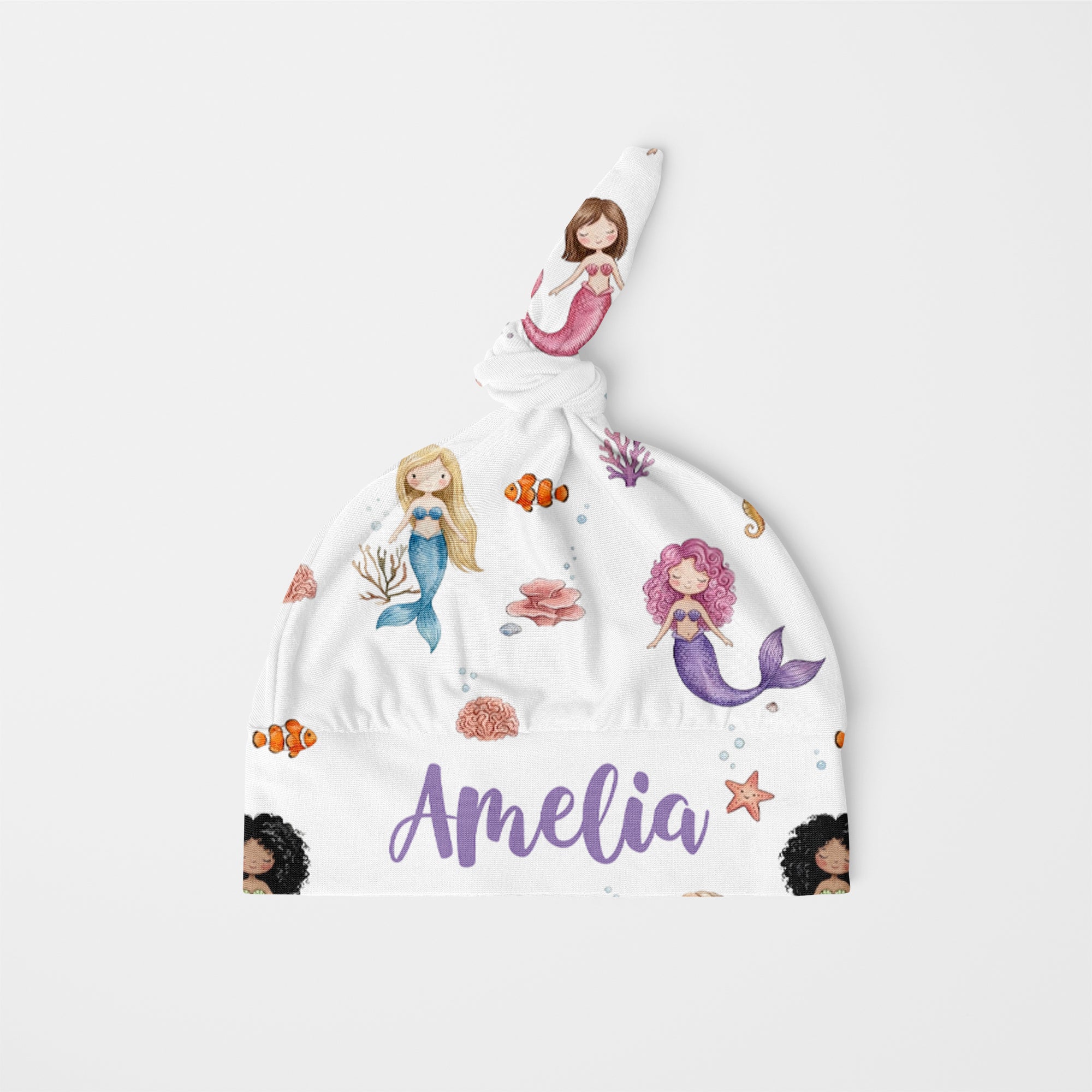 Personalized Knotted Hat in Little Mermaid