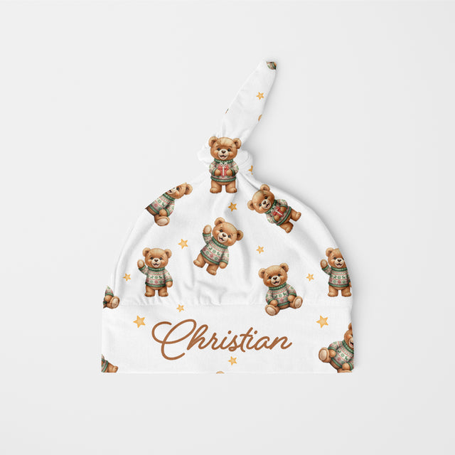 Personalized Knotted Hat in Cozy Bear