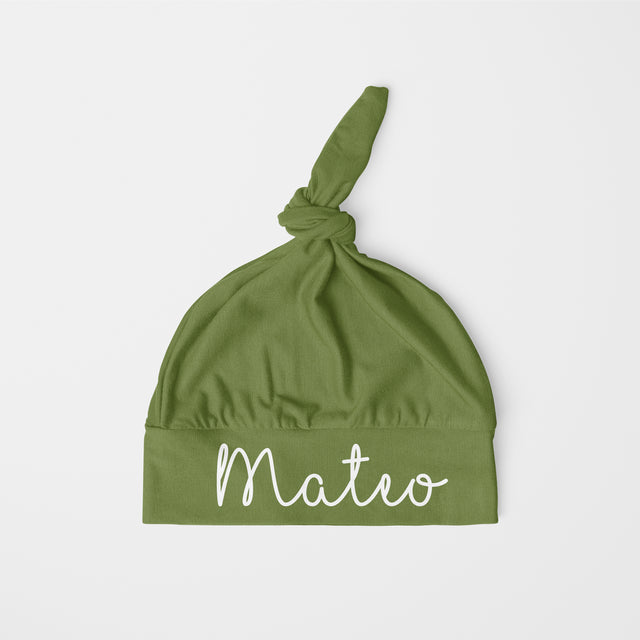 Personalized Knotted Hat in Sagewood