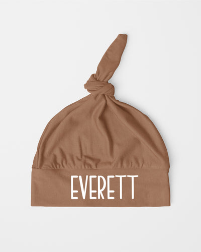 Personalized Knotted Hat in Camel