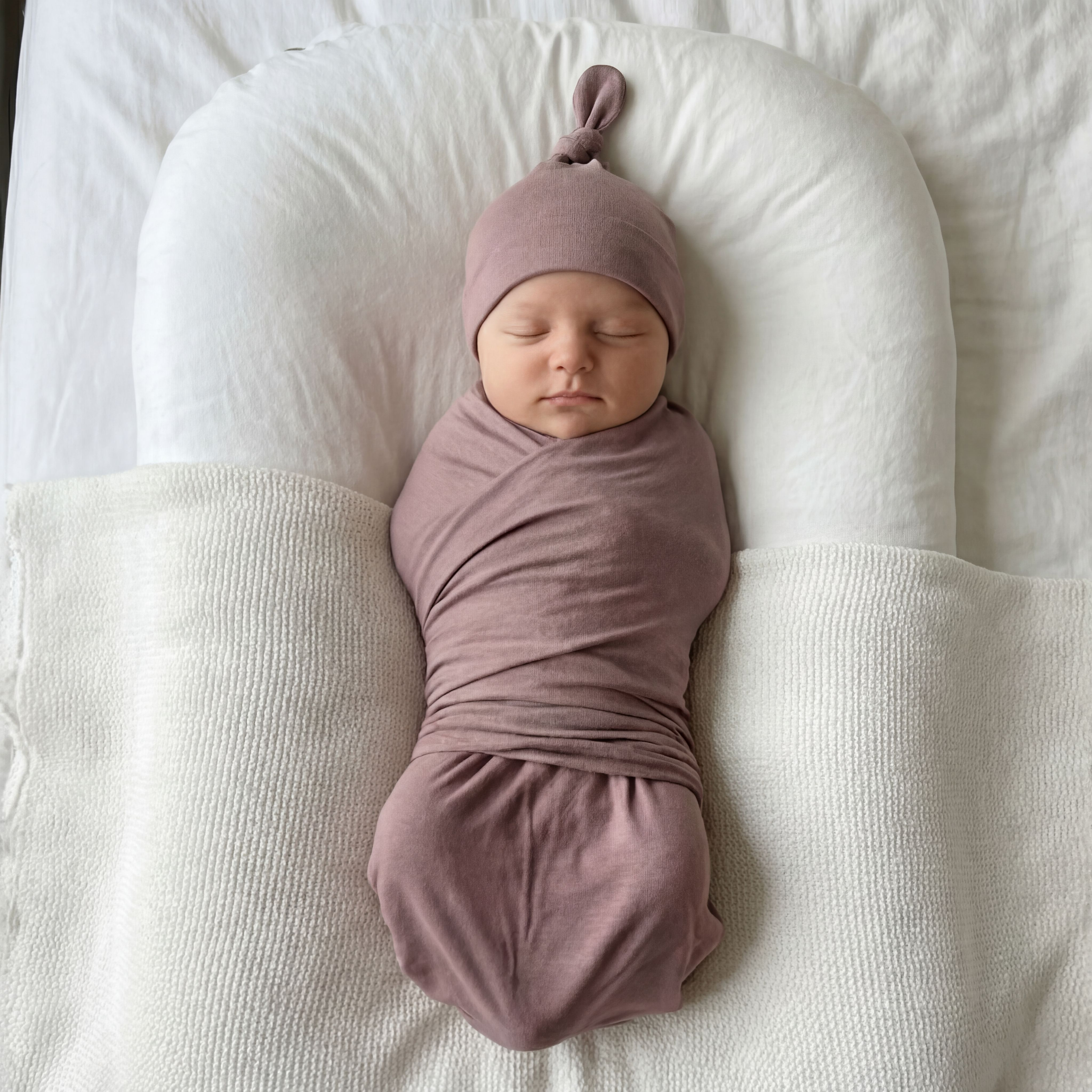 Swaddle with Hat Set in Blush Clay