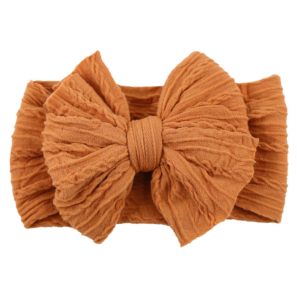 Soft Knit Bow Headband in Brown