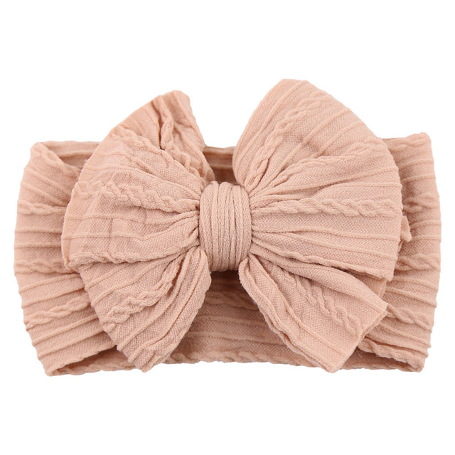 Soft Knit Bow Headband in Cheek