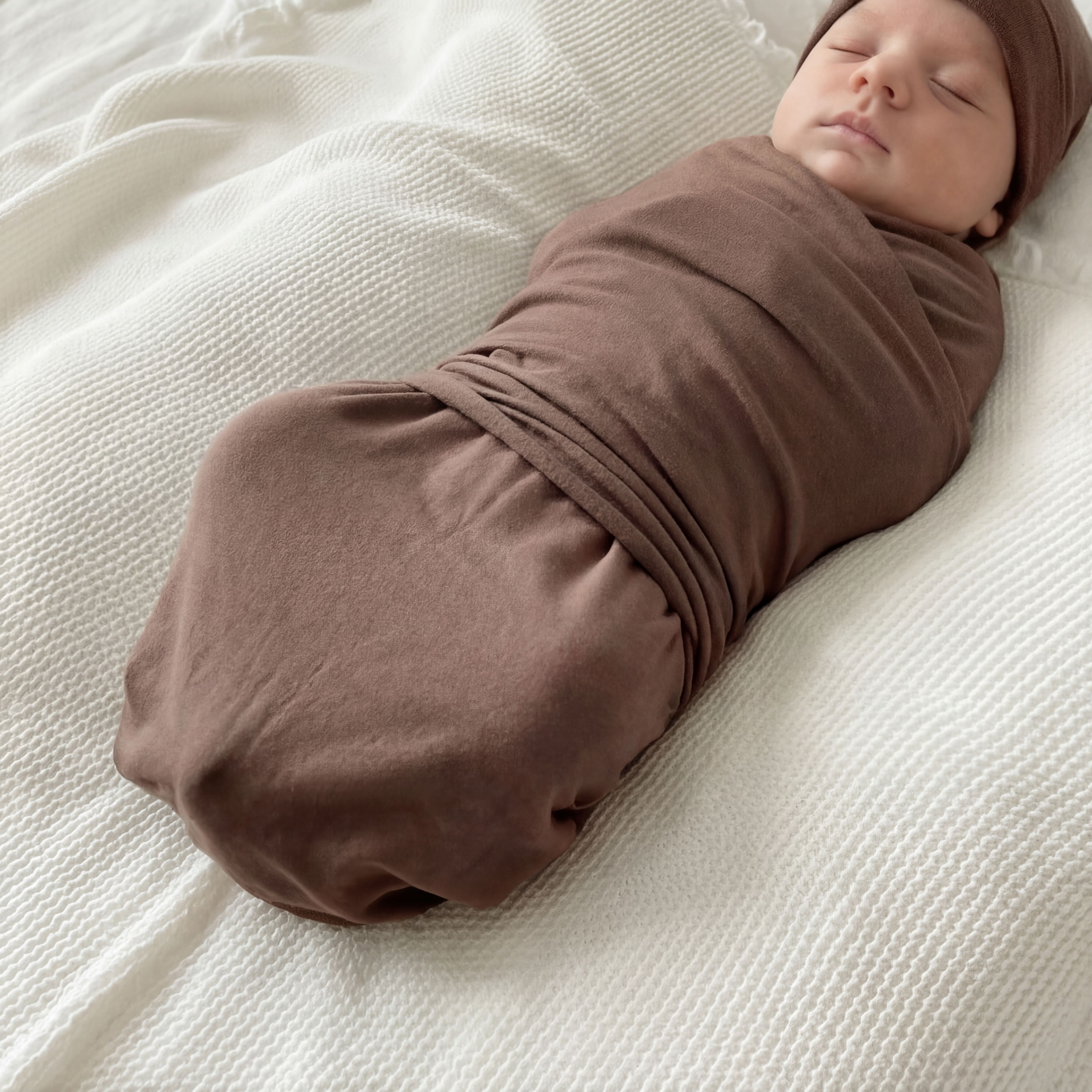 Swaddle with Hat Set in Choco
