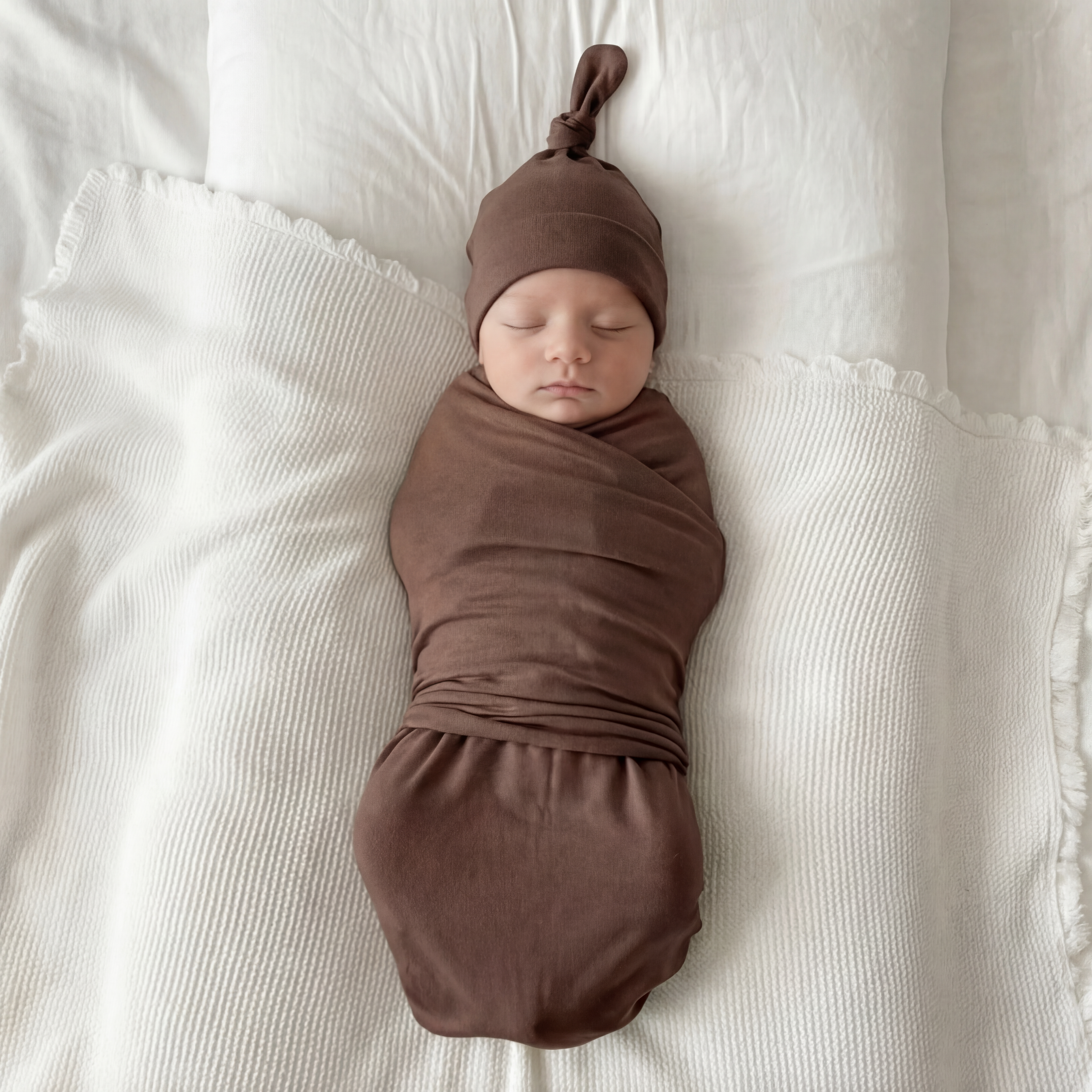 Swaddle with Hat Set in Choco
