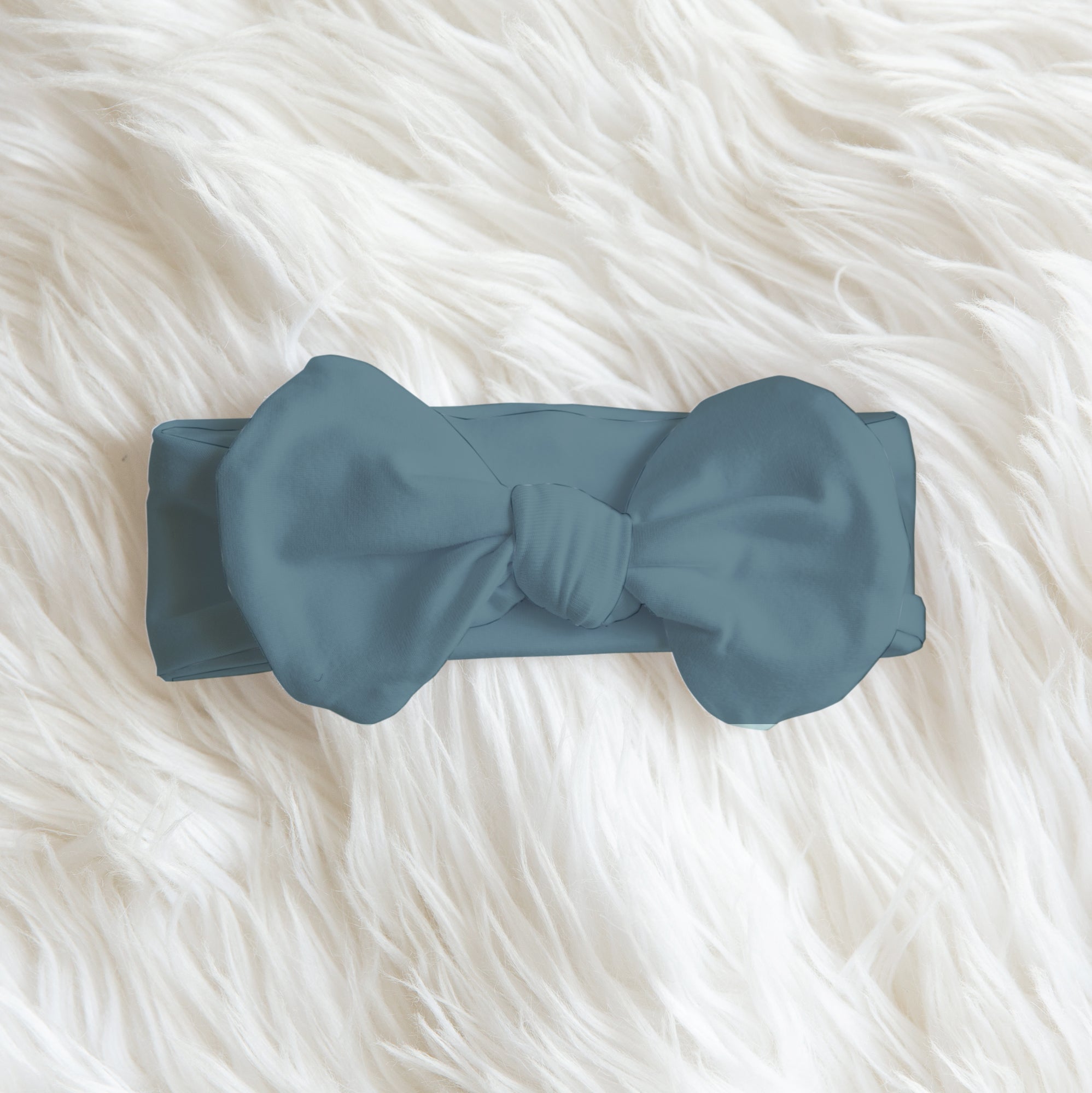 Personalized Bow Headband in Blue Gray