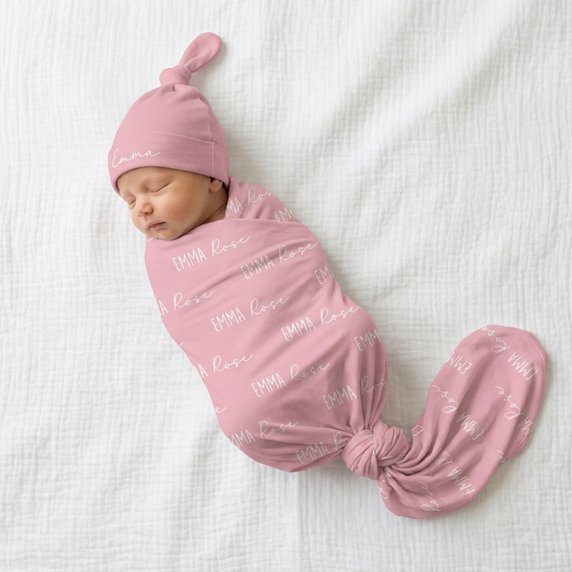 Personalized Swaddle in Dusty Rose