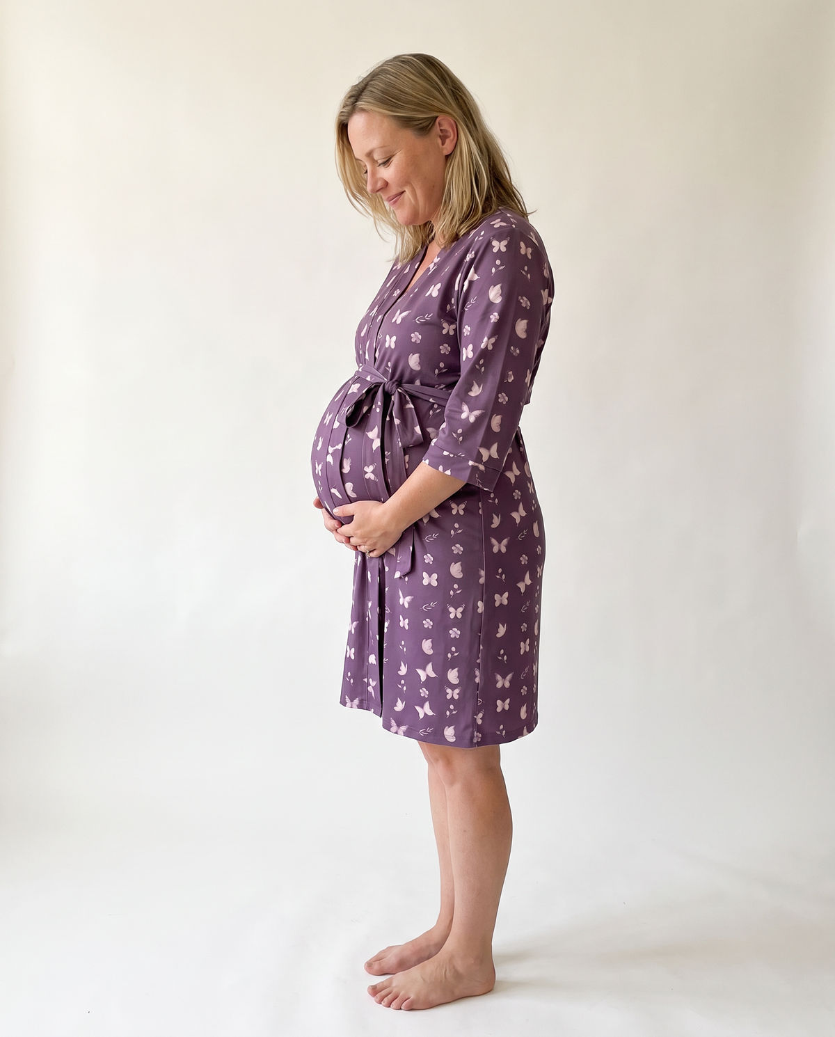 Maternity Robe in Plum Butterfly