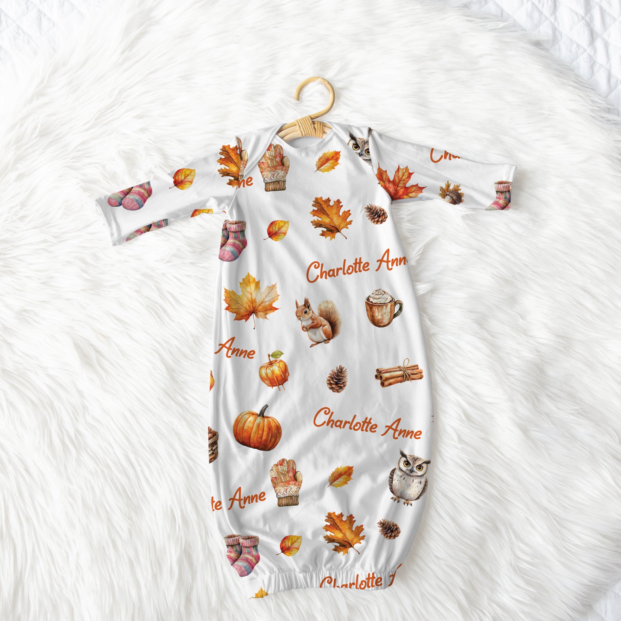Personalized Sleep Gown in Fall Cottage
