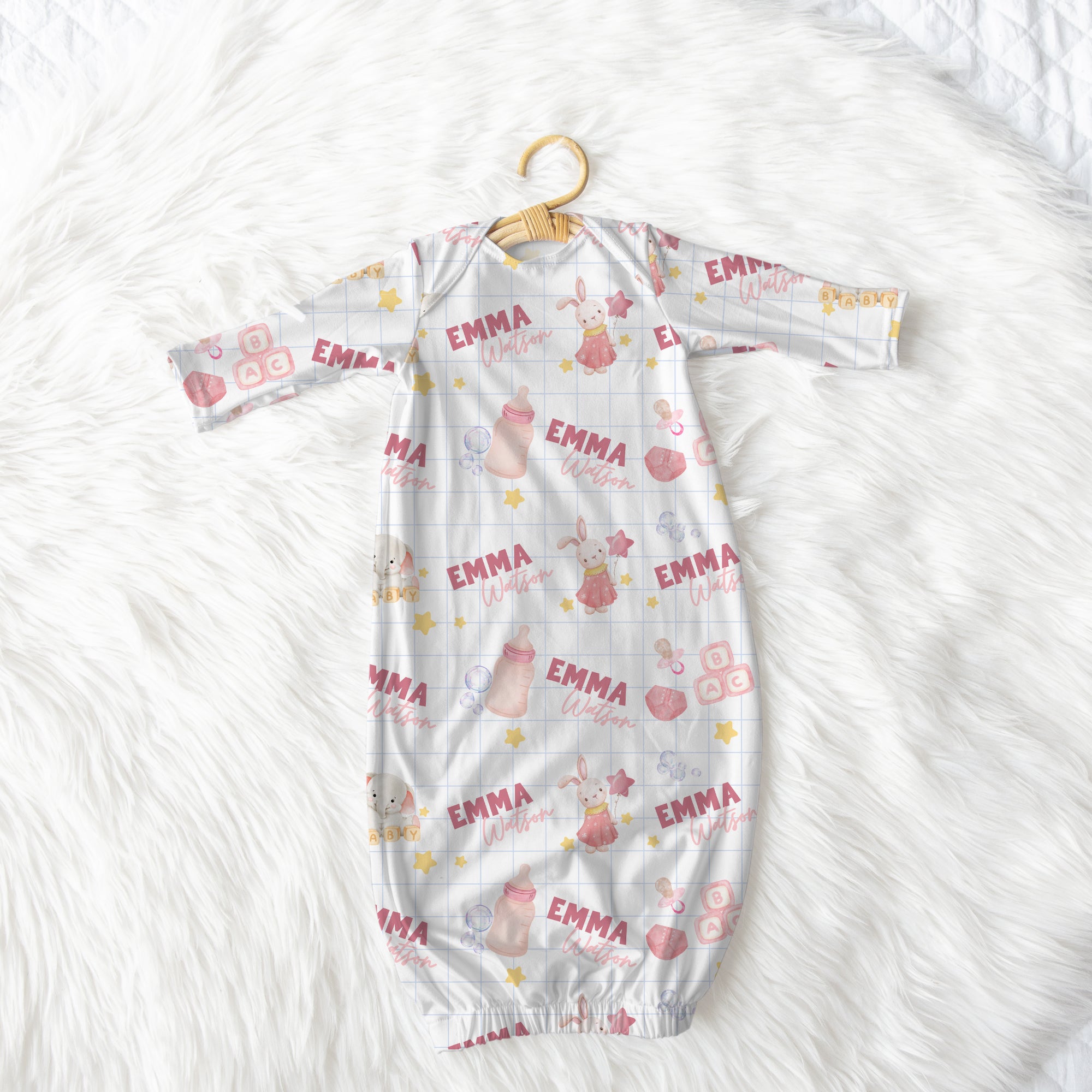 Personalized Sleep Gown in Pink Milk Drunk