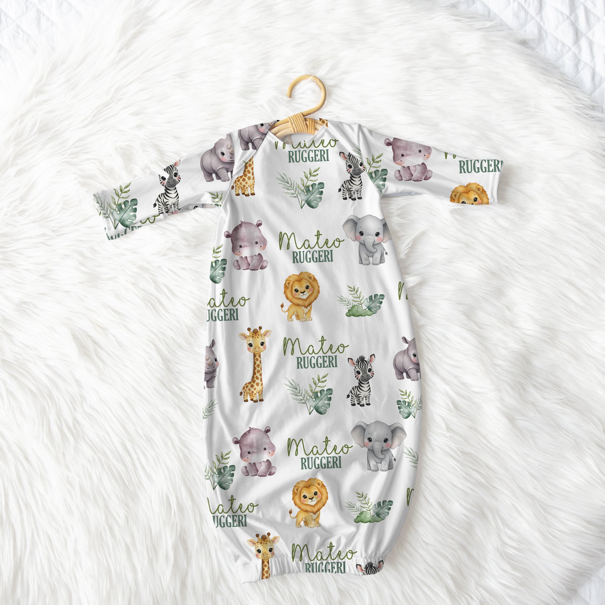 Personalized Sleep Gown in Safari Animal